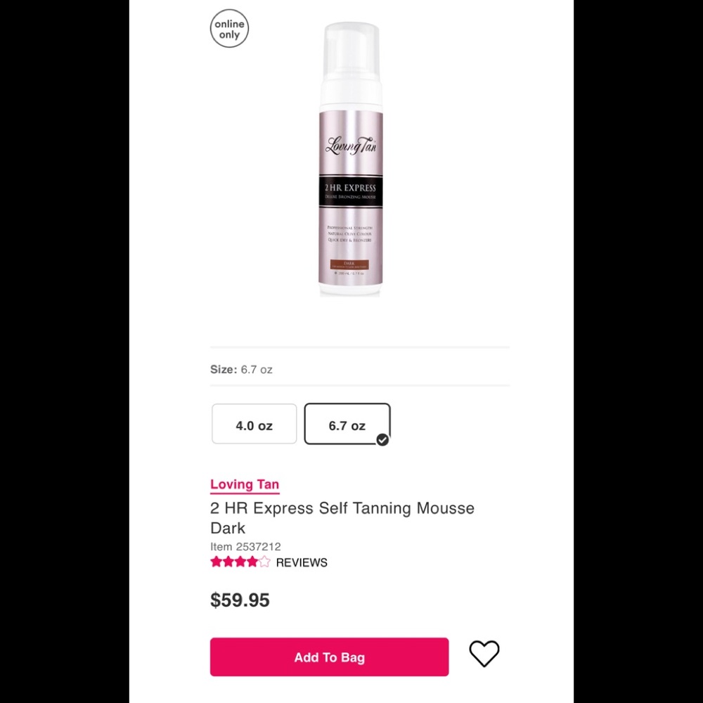 Loving tan 2 hour express ultra dark self tan